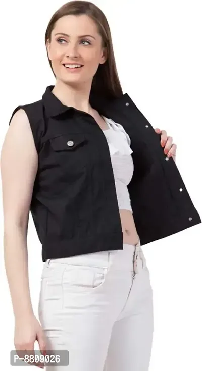 Women Stylish Solid Denim Jacket-thumb3