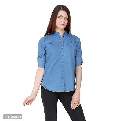 GSAMALL Women's Shirt (GSA-B-D-FLSB-L-M_XL, Blue, X-Large)