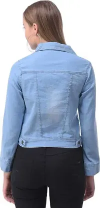 GSAMALL Stylish Latest Denim Lycra Blend Jacket For Women | PLN-L.BLUE-M-thumb1