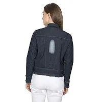 GSAMALL Stylish Latest Denim Lycra Blend Jacket For Women | RGH-BLACK-XL-thumb1