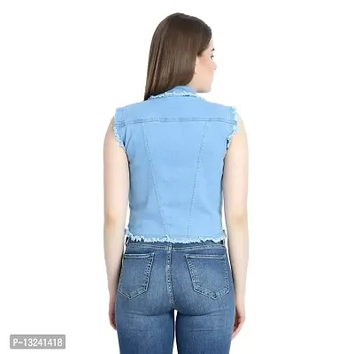 GSAMALL Stylish Latest Denim Lycra Blend Jacket For Women | SLEL-L.BLUE1-S-thumb2