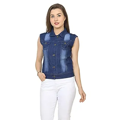 GSA MALL Stylish Latest Denim Lycra Blend Jacket For Women | SLEL