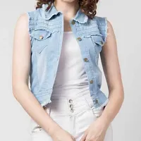 GSA MALL Stylish Latest Denim Lycra Blend Jacket For Women | SLEL-thumb2