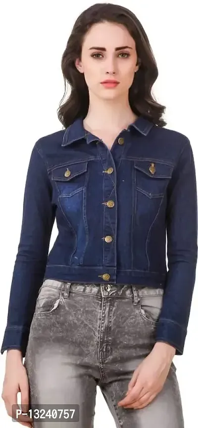 Rafflesia Tolpis Women Denim Jacket (Blue_Medium)-thumb0