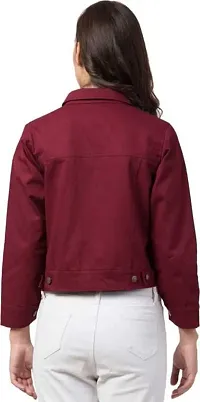 GSAMALL Stylish Latest Cotton Blend Jacket For Women | CTTN-MAROON-S-thumb1