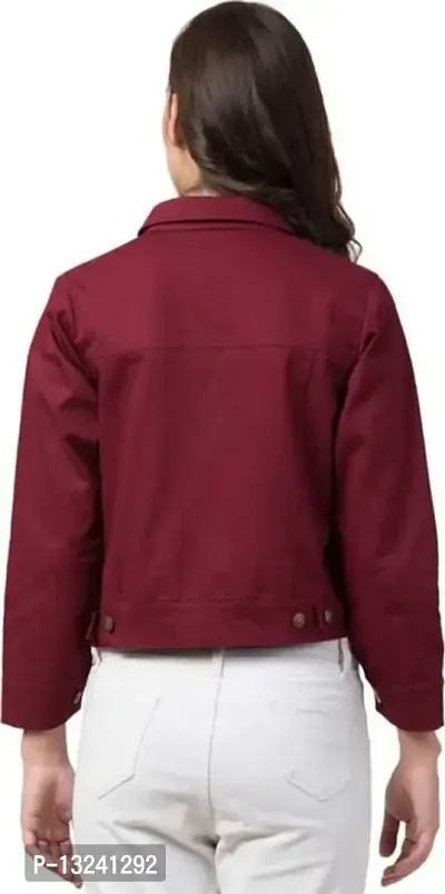 GSAMALL Stylish Latest Cotton Blend Jacket For Women | CTTN-MAROON-S-thumb2