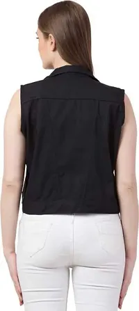GSAMALL Stylish Latest Denim Cotton Blend Jacket For Women | SLEL-BLACK-S-thumb1