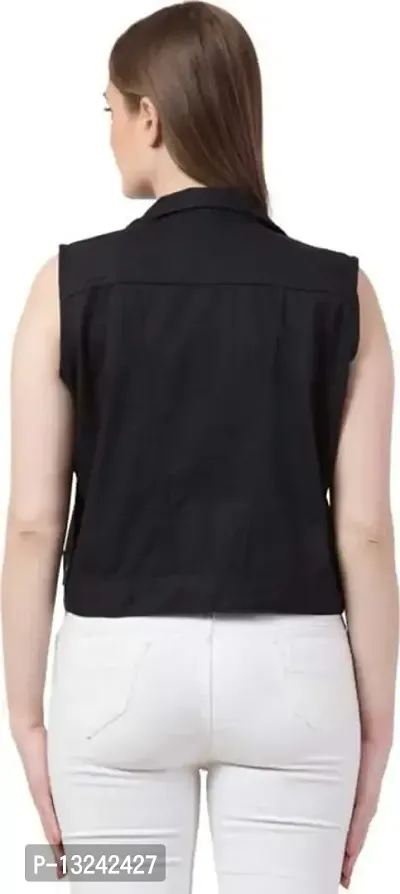 GSAMALL Stylish Latest Denim Cotton Blend Jacket For Women | SLEL-BLACK-S-thumb2