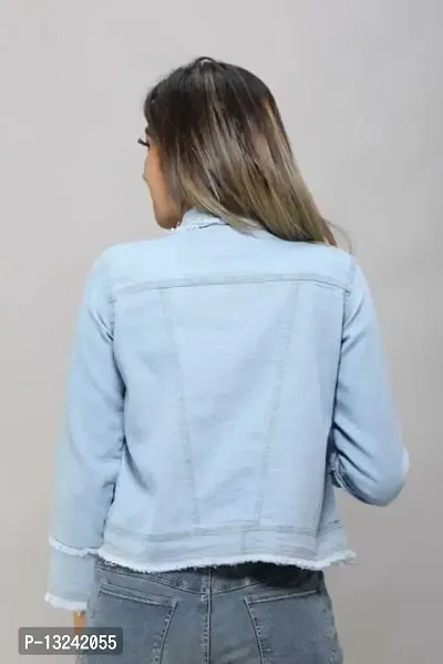 GSAMALL Stylish Latest Denim Lycra Blend Jacket For Women | RGH-L.BLUE-XL-thumb2