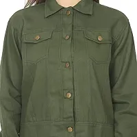 GSAMALL Stylish Latest Cotton Blend Jacket For Women | CTTN-ARMY GREEN-M-thumb2
