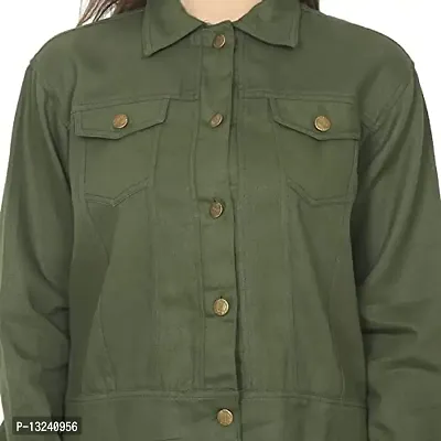 GSAMALL Stylish Latest Cotton Blend Jacket For Women | CTTN-ARMY GREEN-M-thumb3