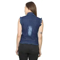 GSA MALL Stylish Latest Denim Lycra Blend Jacket For Women | SLEL-D.BLUE2-M-thumb1
