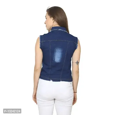 GSA MALL Stylish Latest Denim Lycra Blend Jacket For Women | SLEL-D.BLUE1-S-thumb2