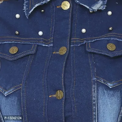 GSA MALL Stylish Latest Denim Lycra Blend Jacket For Women | SLEL-D.BLUE1-S-thumb3