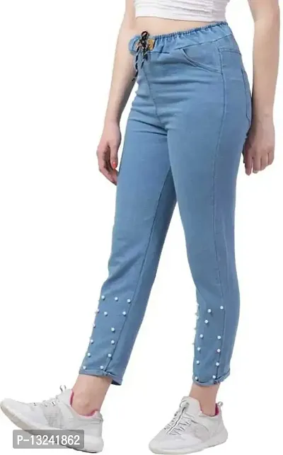 GSAMALL Denim High Rise Skinny Joggers for Womens Joggers | PLN-MT | Light Blue | 30-thumb4