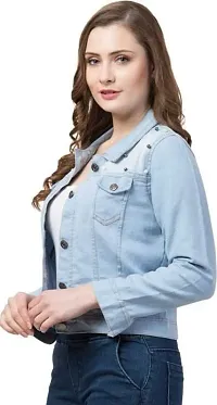 GSAMALL Stylish Latest Denim Lycra Blend Jacket For Women | PLN-JKT-L.BLUE-S-thumb2