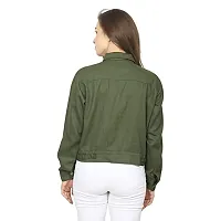 GSAMALL Stylish Latest Cotton Blend Jacket For Women | CTTN-ARMY GREEN-M-thumb1