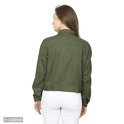 GSAMALL Stylish Latest Cotton Blend Jacket For Women | CTTN-ARMY GREEN-M-thumb2