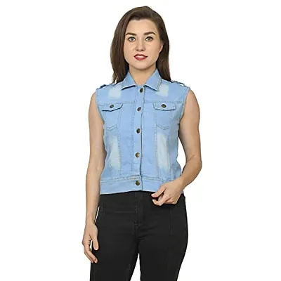 GSAMALL Stylish Latest Denim Lycra Blend Jacket For Women | SLEL