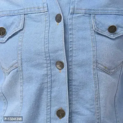GSAMALL Stylish Latest Denim Lycra Blend Jacket For Women | PLN-L.BLUE-M-thumb3