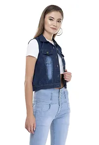 GSAMALL Women's Solid Denim Jacket (GSA MALL-DARK-SL-JKT-XL_Dark Blue_XL)-thumb2