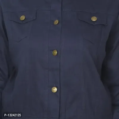 GSAMALL Stylish Latest Cotton Blend Jacket For Women | CTTN-NAVY-L-thumb3