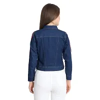 GSAMALL Women's 3/4 Sleeve STYLISHT Collar Denim Jacket in Navy Blue-thumb1