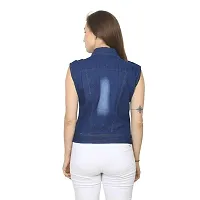 GSA MALL Stylish Latest Denim Lycra Blend Jacket For Women | SLEL-D.BLUE-XL-thumb1