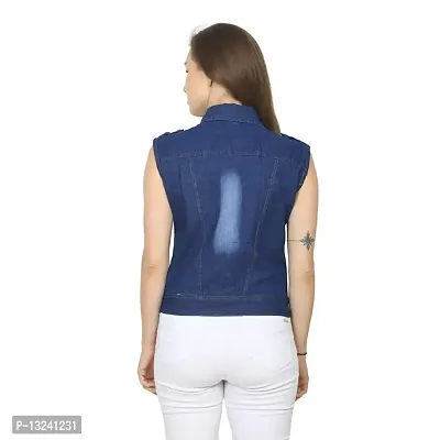 GSA MALL Stylish Latest Denim Lycra Blend Jacket For Women | SLEL-D.BLUE-XL-thumb2