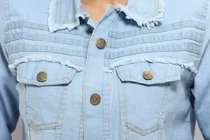 GSAMALL Stylish Latest Denim Lycra Blend Jacket For Women | RGH-L.BLUE-XL-thumb2