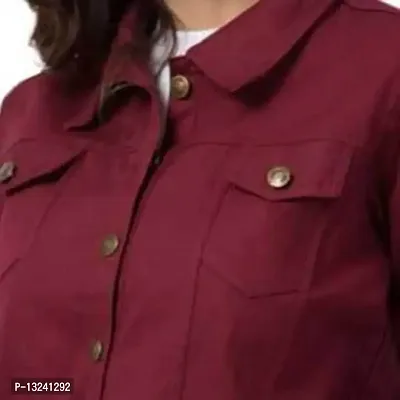 GSAMALL Stylish Latest Cotton Blend Jacket For Women | CTTN-MAROON-S-thumb3