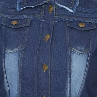GSA MALL Stylish Latest Denim Lycra Blend Jacket For Women | SLEL-D.BLUE2-M-thumb2