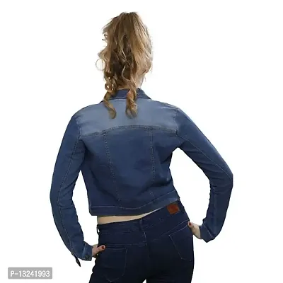 GSAMALL Women's STYLISHT Denim Jeans Jacket in Dark Blue-thumb2