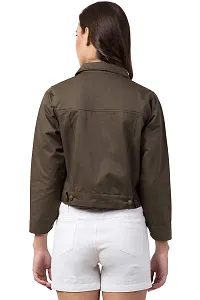 FurryFlair Women's Self-Design Regular Jacket (FF-4071-76_Army Green_Large)-thumb1