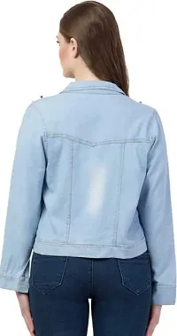 GSAMALL Stylish Latest Denim Lycra Blend Jacket For Women | PLN-JKT-L.BLUE-S-thumb1