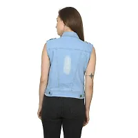 GSAMALL Stylish Latest Denim Lycra Blend Jacket For Women | SLEL-L.BLUE-XL-thumb1