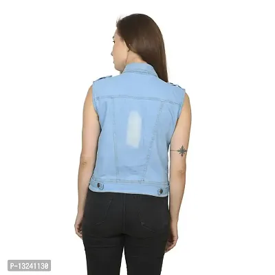 GSAMALL Stylish Latest Denim Lycra Blend Jacket For Women | SLEL-L.BLUE-XL-thumb2