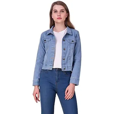 G.S.A ENTERPRISES Women's Full Sleeve STYLISHT Light Denim Jacket