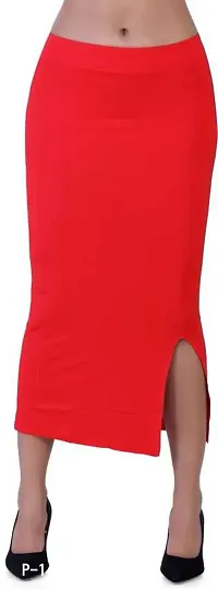 Elegant Red Cotton Bodycon Pencil Skirts For Women-thumb0