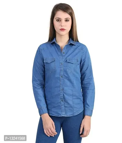 GSAMALL Women's Shirt (B-D-SH-D-DP-M_XL, Blue, X-Large)