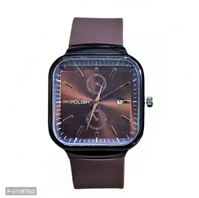 Stylish Brown Silicone Analog Watches For Men-thumb0