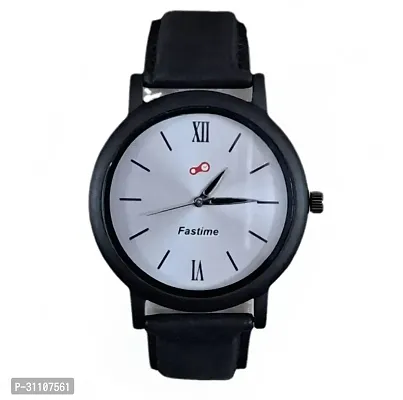 Stylish Black Synthetic Leather Analog Watches For Men