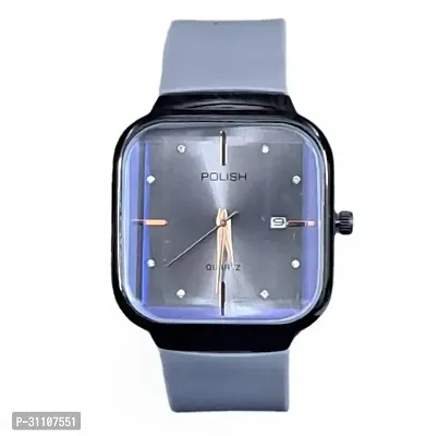 Stylish Grey Silicone Analog Watches For Men-thumb0