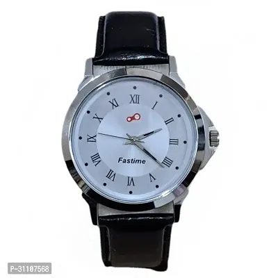 Stylish Black Synthetic Leather Analog Watches For Men-thumb0