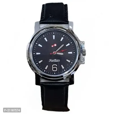 Stylish Black Synthetic Leather Analog Watches For Men