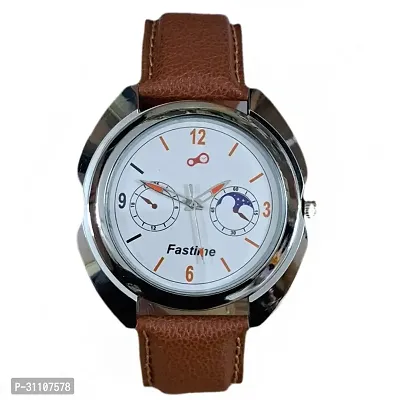 Stylish Brown Synthetic Leather Analog Watches For Men