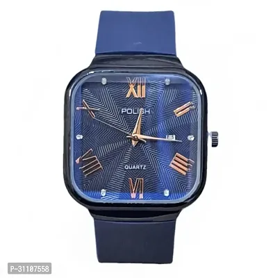 Stylish Blue Silicone Analog Watches For Men-thumb0