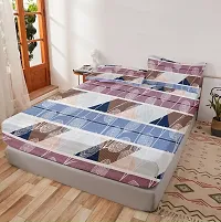 Comfortable Multicoloured Glace Cotton King 1 Bedsheet + 2 Pillowcovers-thumb1