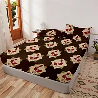 Comfortable Brown Glace Cotton King 1 Bedsheet + 2 Pillowcovers-thumb1