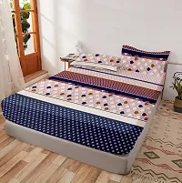 Comfortable Multicoloured Glace Cotton King 1 Bedsheet + 2 Pillowcovers-thumb1